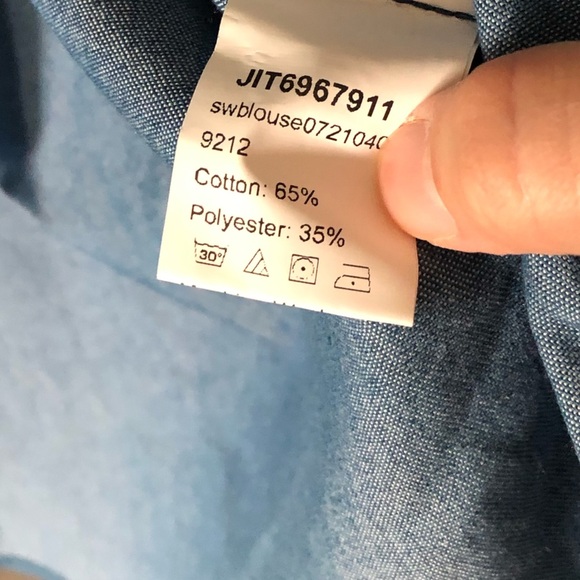 Shein|Oversized button down chambray top, striped & solid—asymmetrical hem•••XXL - Picture 11 of 14